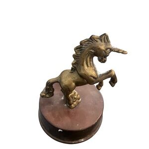 Vintage Brass Unicorn Figurine on Stand